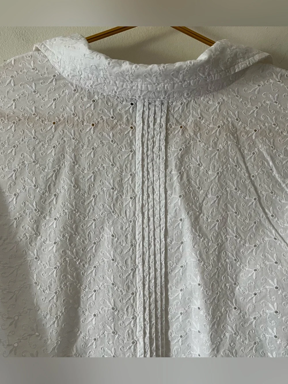J.Jill White Eyelet Cotton Pintuck Popover Top 3/4 Sleeve Cottagecore Modest 2X